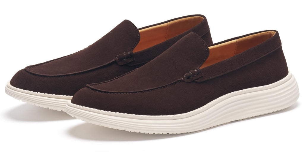 Journey West Men's Comfort Casual Slip-on Suede Leather Loafers Shoes for Men Coffee US 9
