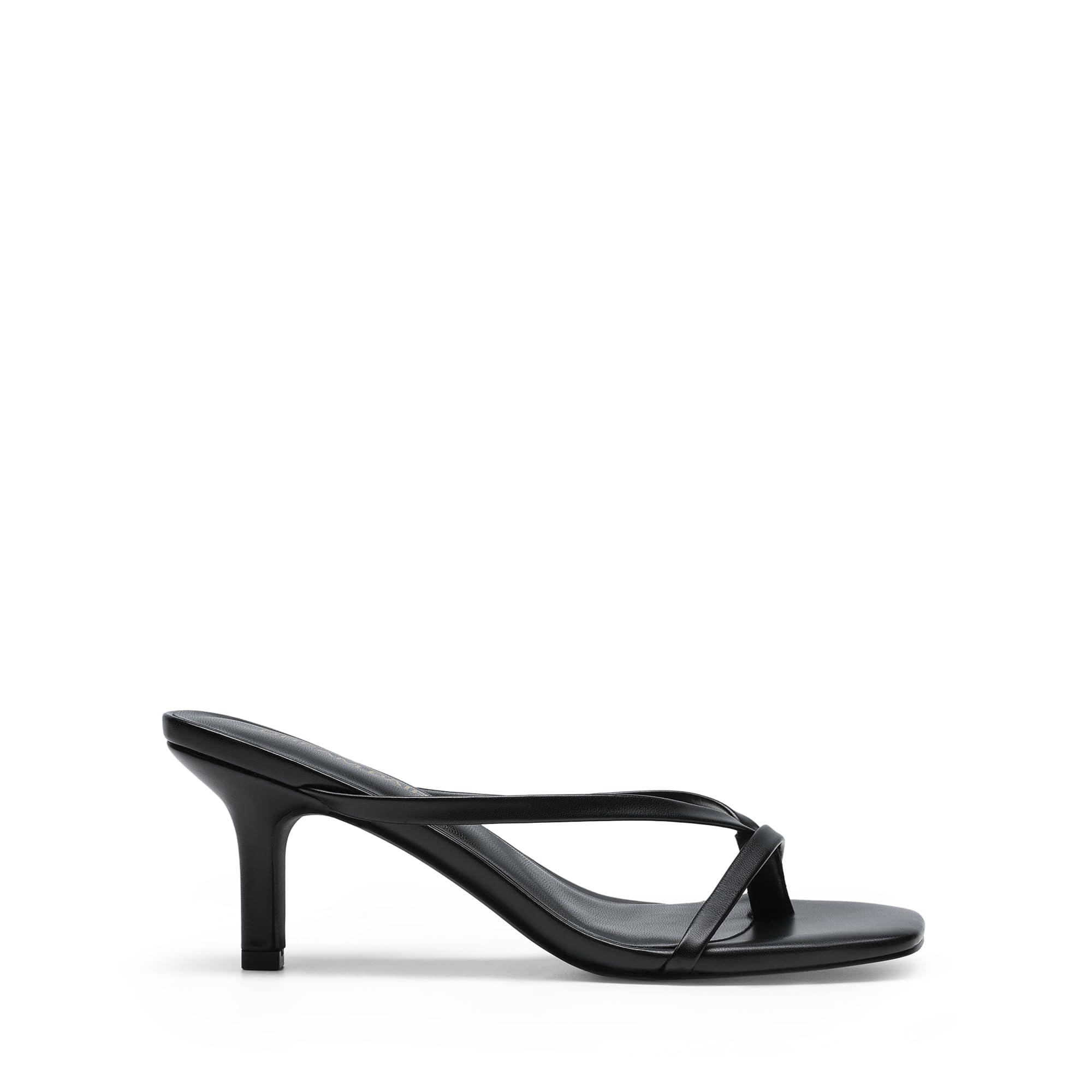 DREAM PAIRS Heels for Women Flip Flops Kitten Low Heels Open Square Toe Thong Heeled Sandals, Fashion Comfort Shoes for Party Casual Slides,Size 8.5,Black,DWUMFF2503