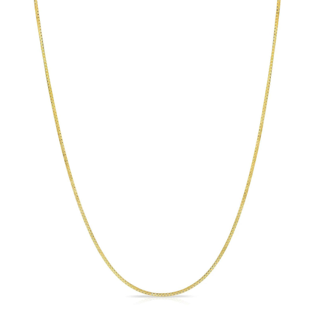 GOLDPAR 14k Yellow Gold Solid Box Chain 1.05mm Necklace for Women Jewelry with Lobster Clasp - 16"