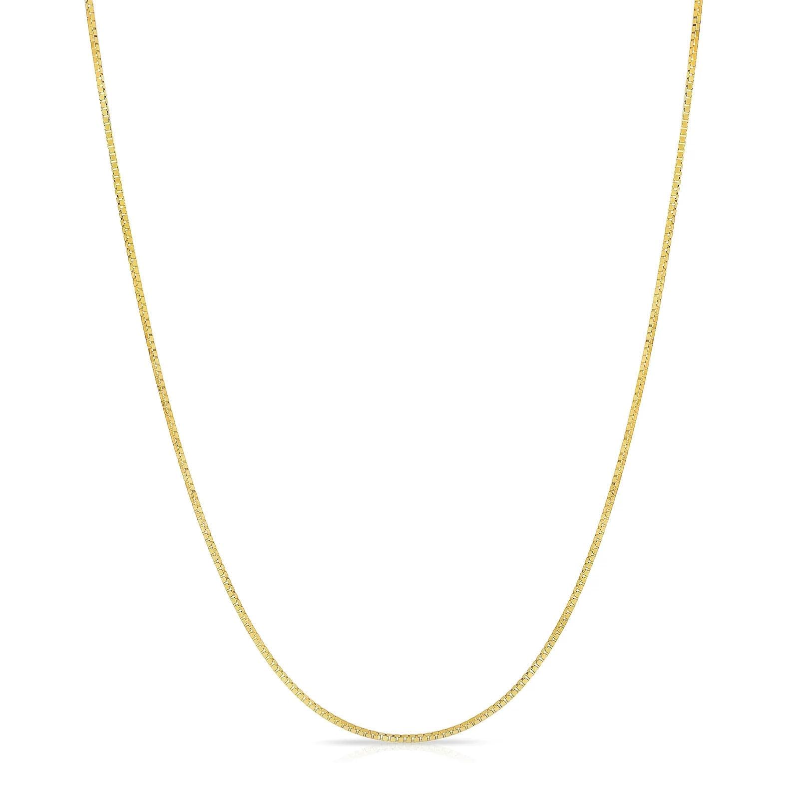GOLDPAR 14k Yellow Gold Solid Box Chain 1.05mm Necklace for Women Jewelry with Lobster Clasp - 16"
