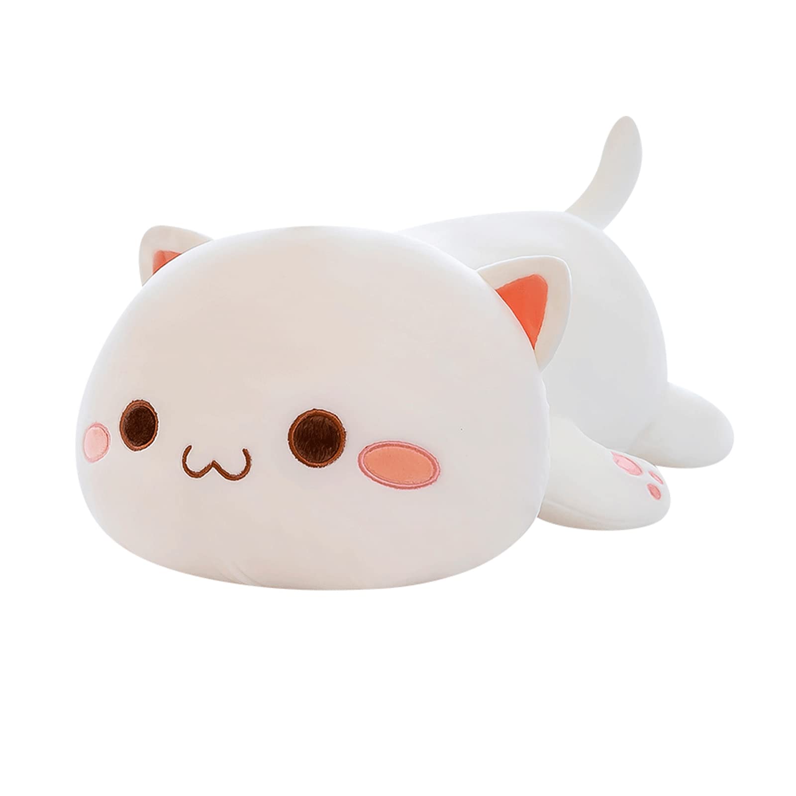 FUYU Cat Stuffed Animals, Soft Cat Plush Pillow Kawaii Kitten Stuffed Animal Toy Gifts for Kids Boys Girls Room Decor (White Round Eyes,27in/67cm)