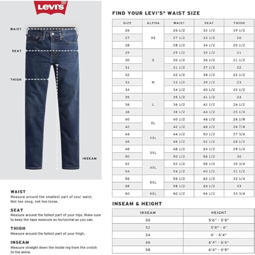 Levi's Men's 505 Regular Fit Jeans (Also Available in Big & Tall), Dark Stonewash, 33W x 34L