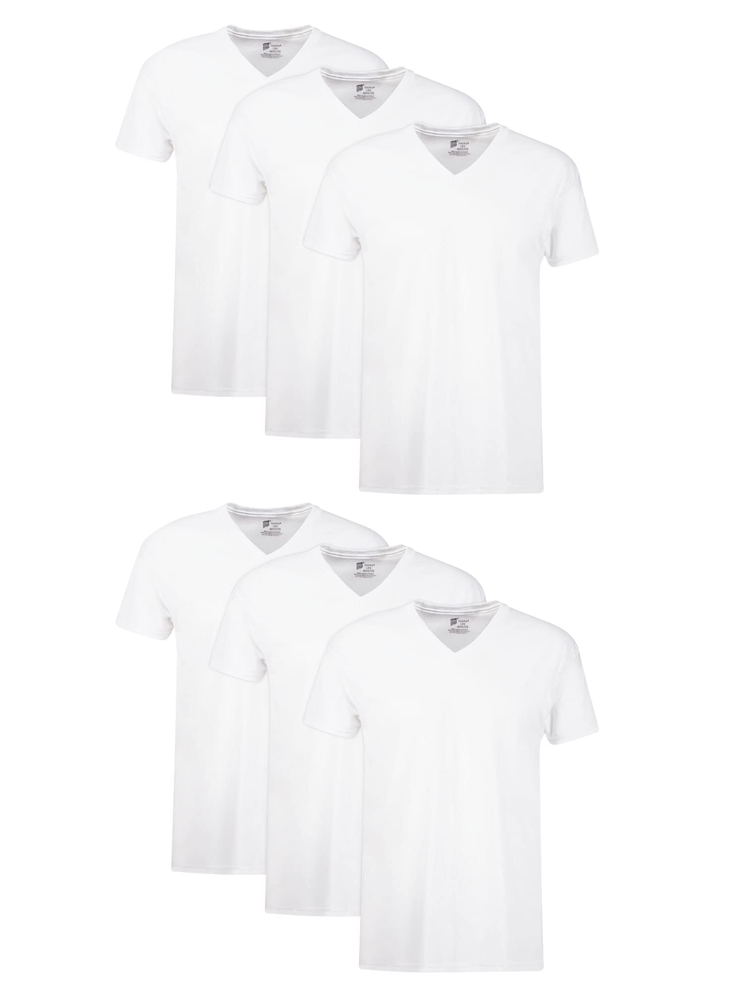 Hanes Mens Cotton, Moisture-wicking V-neck Tee Undershirts, Multiple Packs And Colors, White - 6 Pack, X-Large US