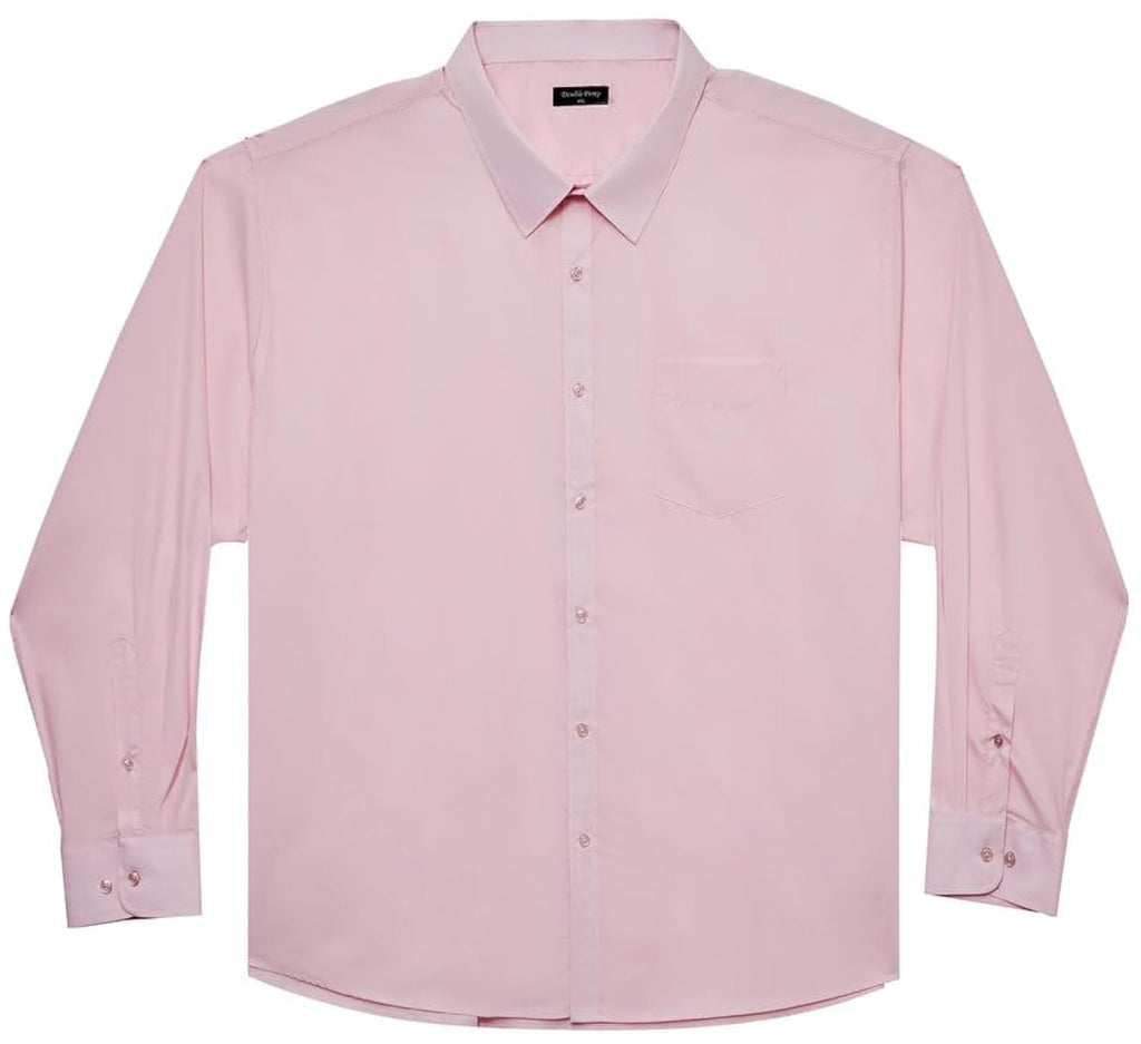 Double Pump Big and Tall Dress Shirts for Men Long Sleeve Business Casual Solid Button Down Shirts from XXL(T) to 6XL(T)(S303,XXLT)