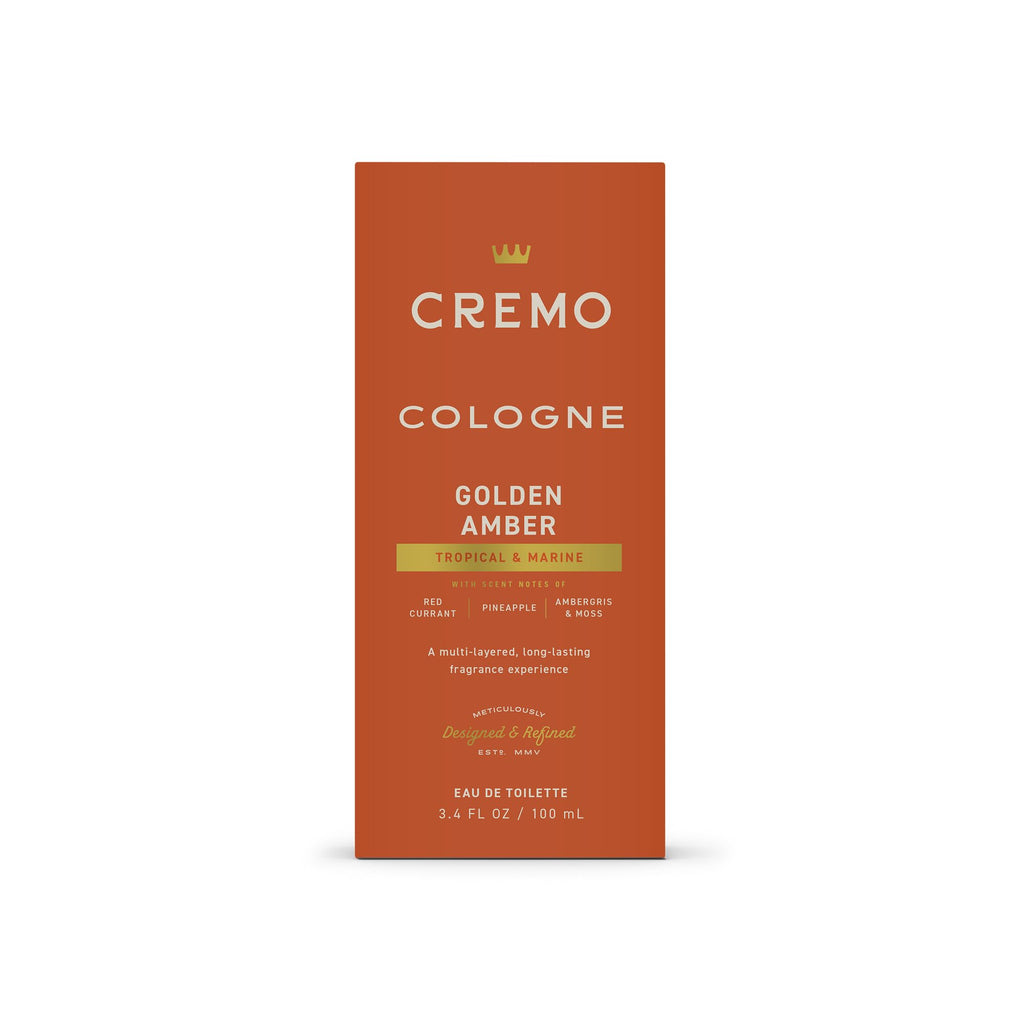 Cremo Cologne For Men - Golden Amber Mens Cologne Spray, A Combination of Red Currant, Pineapple, Ambergris and Moss, Multi-Layered Signature Men's Fragrances, 3.4 Fl Oz