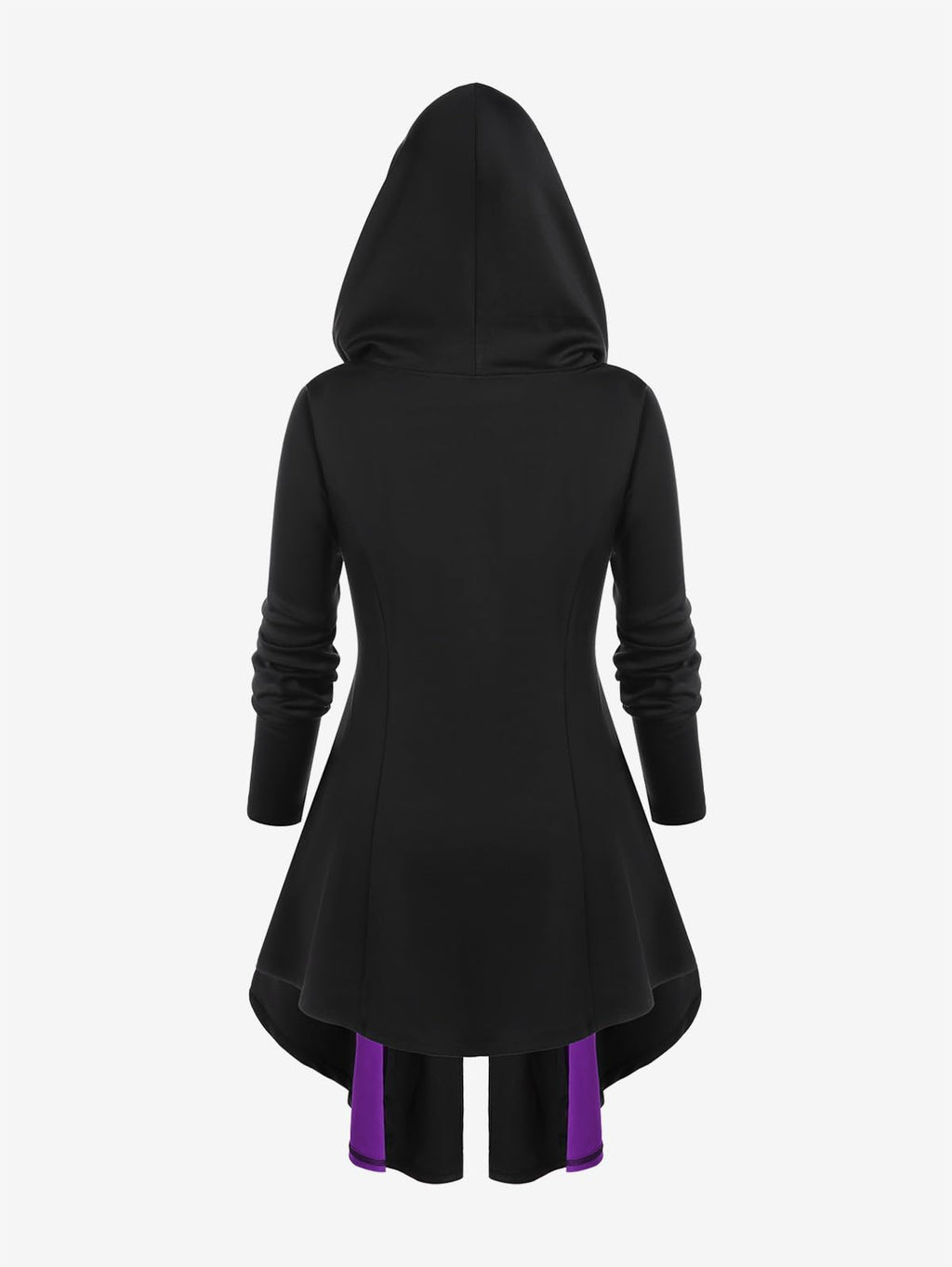 ROSE GAL Womens Plus Size Hooded Lace-up Grommets Color Block Gothic Zip Front Asymmetrical Hem Long Sleeve Top(Purple/4X)