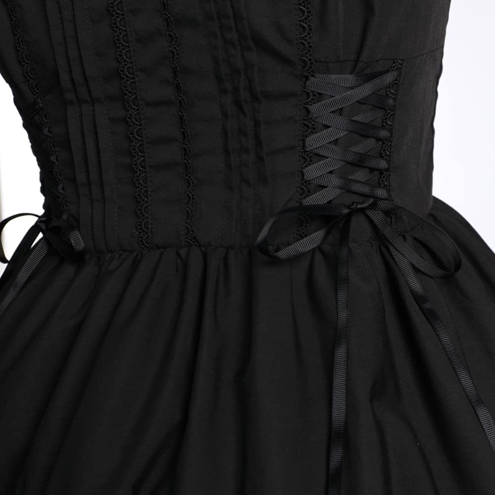 Women Gothic Lolita Dress Classic Summer Sleeveless Vintage Goth Lolita Dress Plus Size Anime Maid Cosplay Costume L Black
