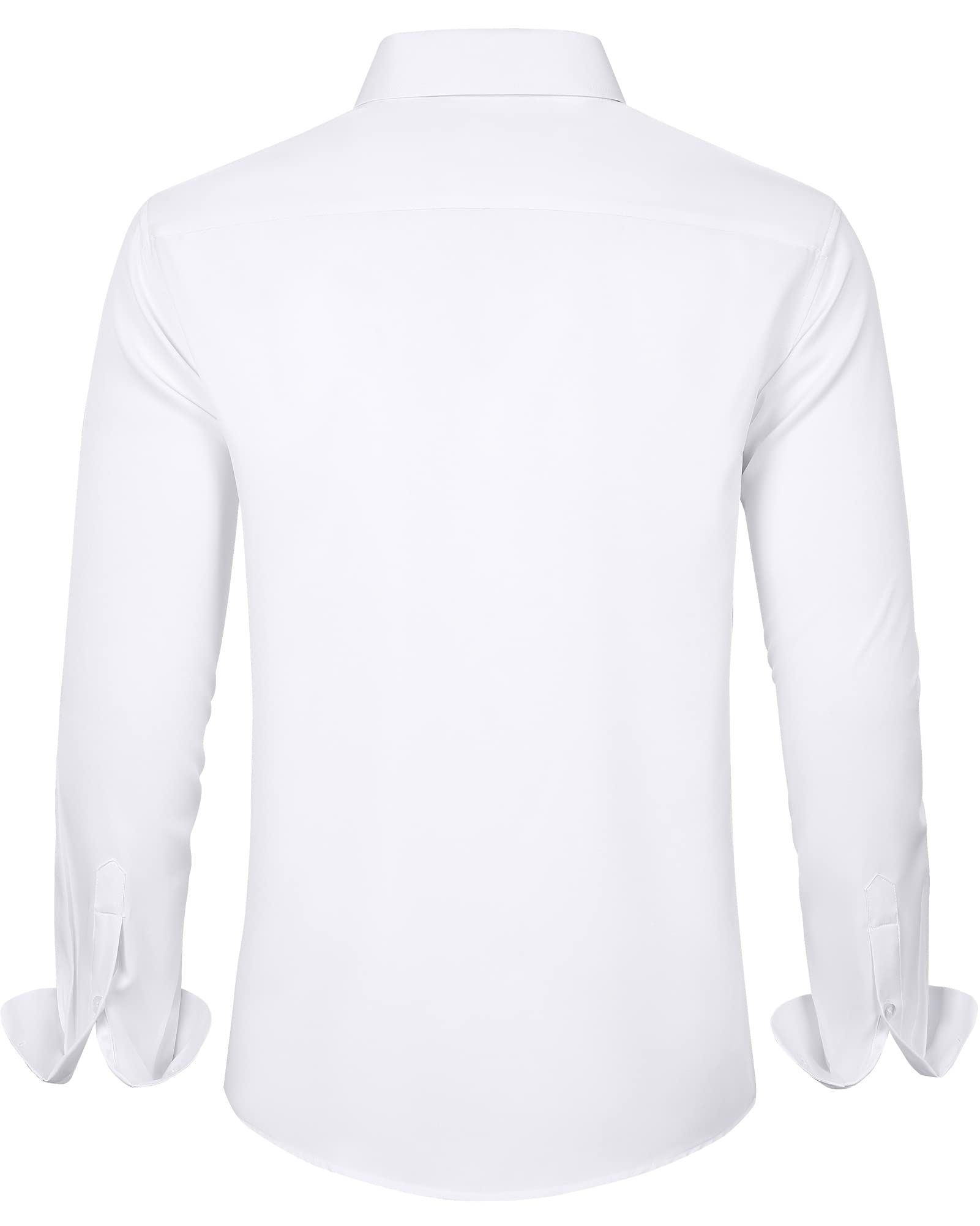 J.VER Men's Dress Shirts Solid Long Sleeve Stretch Wrinkle-Free Formal Shirt Business Casual Button Down Shirts White Large