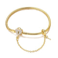 BEVALY 19cm Gold Heart Key and Padlock Charm Bracelet 925 Sterling Silver Bead Bracelet with 5A Cubic Zirconia for Women Gift for Friend