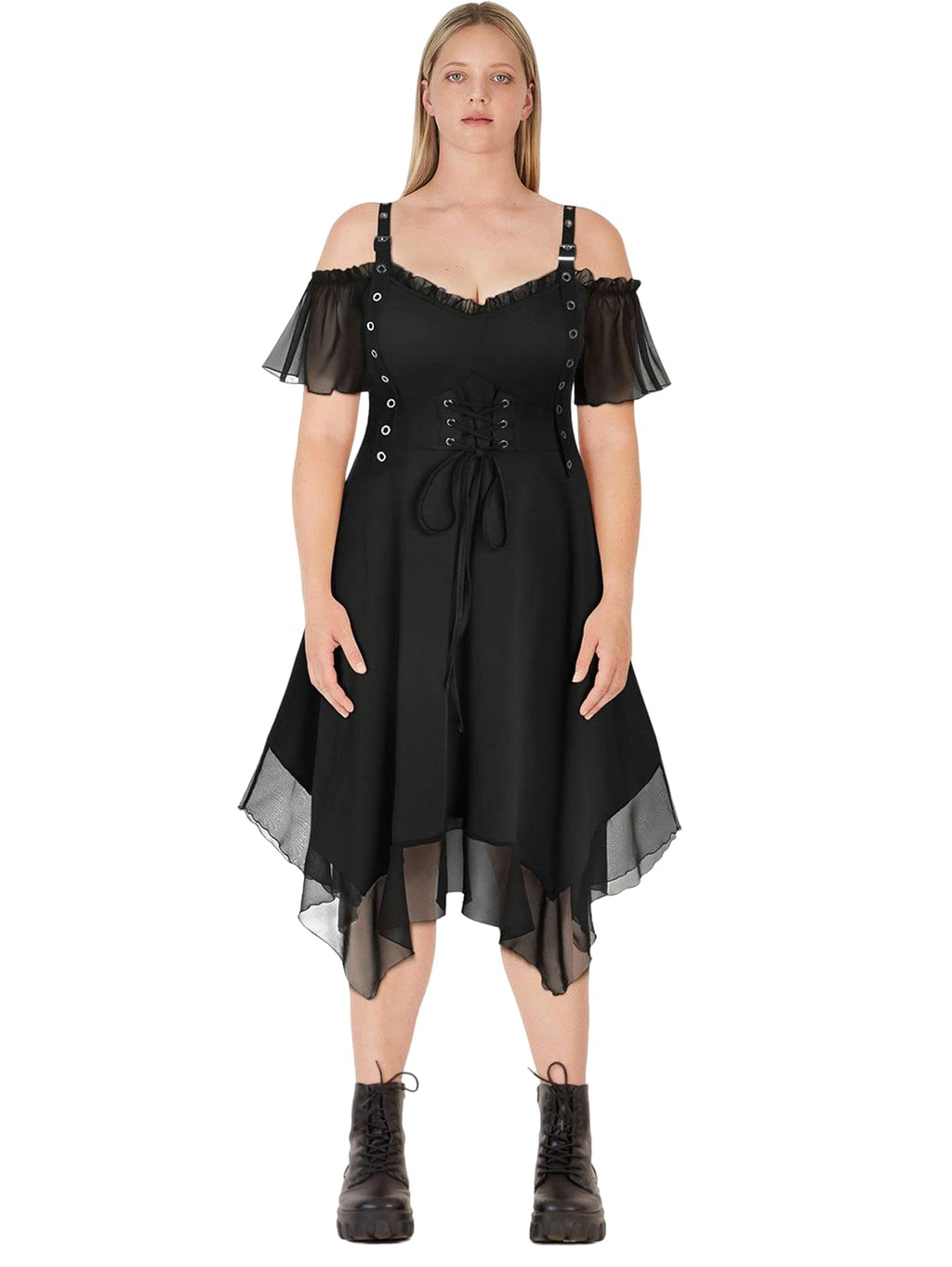ROSE GAL Womens Plus Size Dresses Sleeveless Wrap V-Neck Gothic Vintage 50S Spaghtti Strap Swing Cocktail Rockabilly Weeding Party Maxi Dress