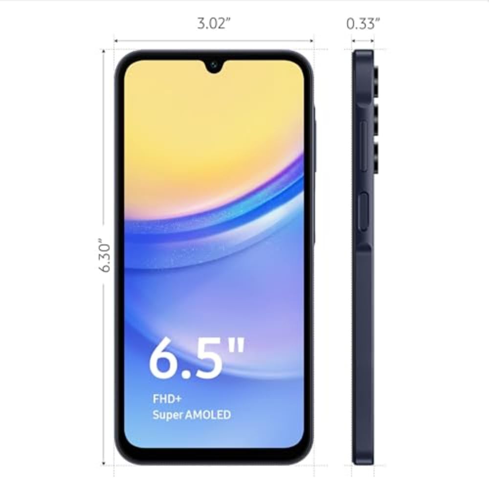 SAMSUNG Galaxy A15 5G A Series Cell Phone, 128GB Unlocked Android Smartphone, AMOLED Display, Expandable Storage, Knox Security, Super Fast Charging, Hi-Res Camera, US Version, 2024, Blue Black