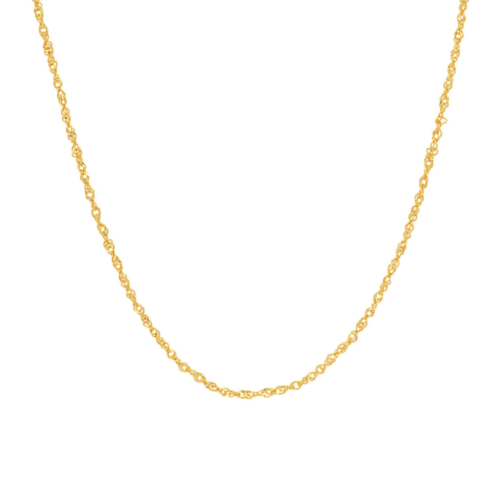 JEWELHEART Sparkle 14K Solid Gold Singapore Chain – Dainty Diamond-Cut Twisted Link Chain Necklace 1.4mm – Elegant Yellow Real Gold Pendant Necklace for Women with Lobster Clasp 20"