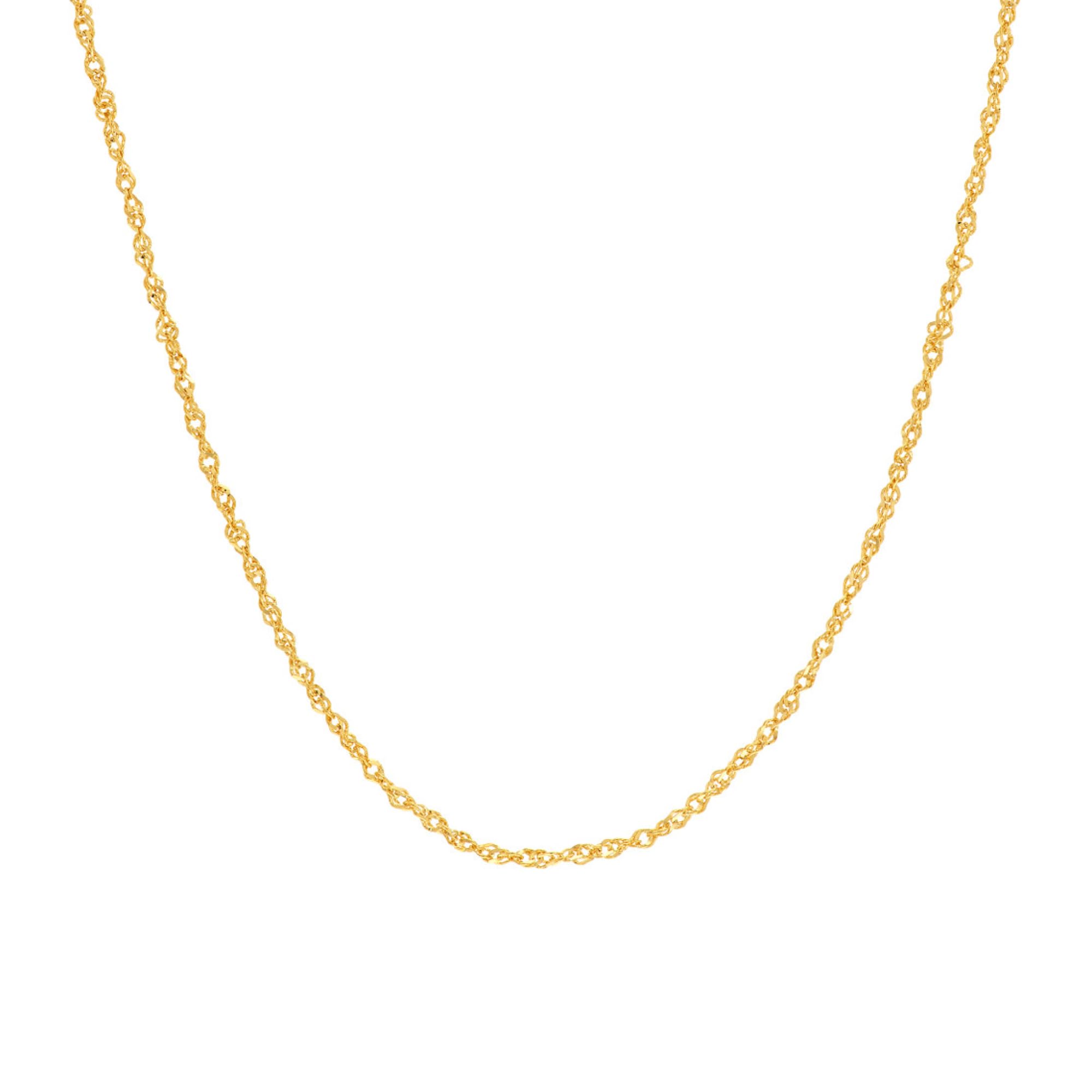JEWELHEART Sparkle 14K Solid Gold Singapore Chain – Dainty Diamond-Cut Twisted Link Chain Necklace 1.4mm – Elegant Yellow Real Gold Pendant Necklace for Women with Lobster Clasp 20"