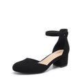 DREAM PAIRS Women's Closed Round Toe Low Block Heels Ankle Strap Chunky Heel Pumps Dress Wedding Office Party Shoes,Size 8,Black-Nubuck,DWUMPU2546