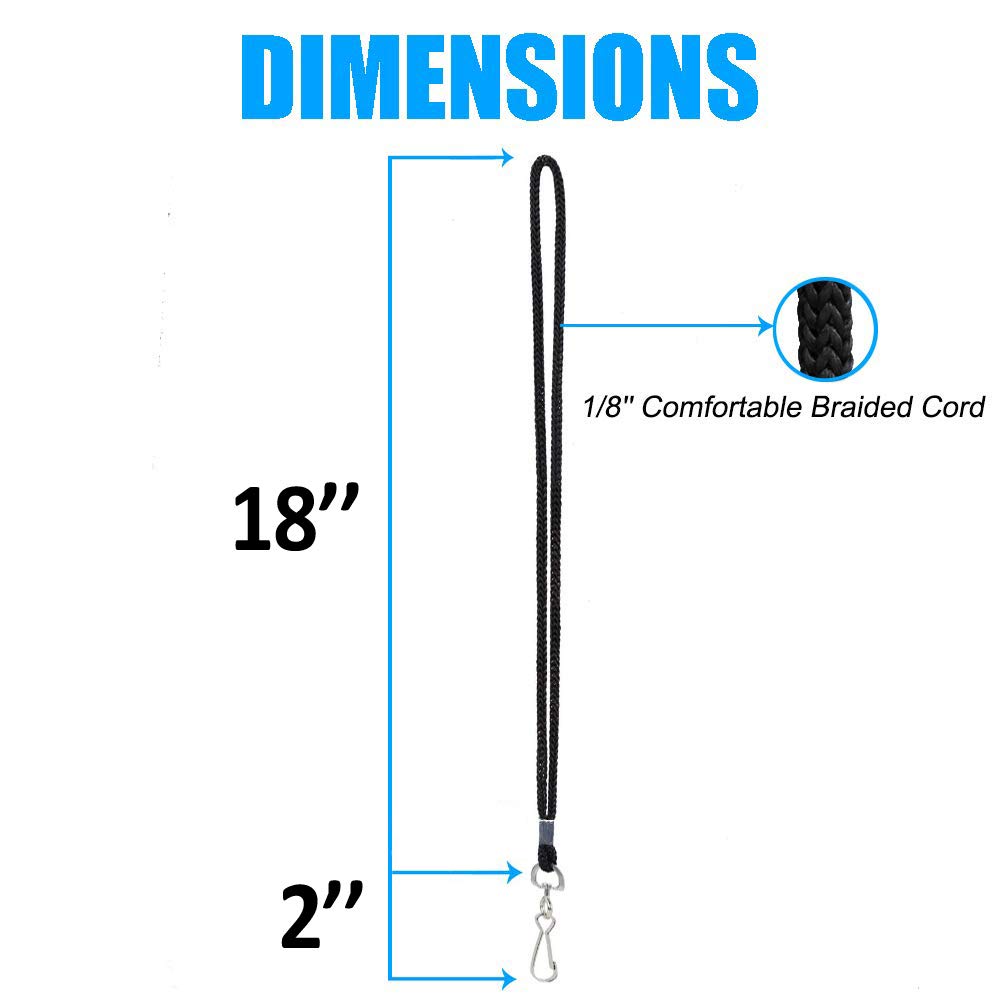 BAITEER 120 Pcs Black Lanyards Premium Bulk Lanyards Round 36" with Swivel J Hook for ID Name Badge Holder, VIP, School, Kids, Coach, Conference, Festival and Hang Keys