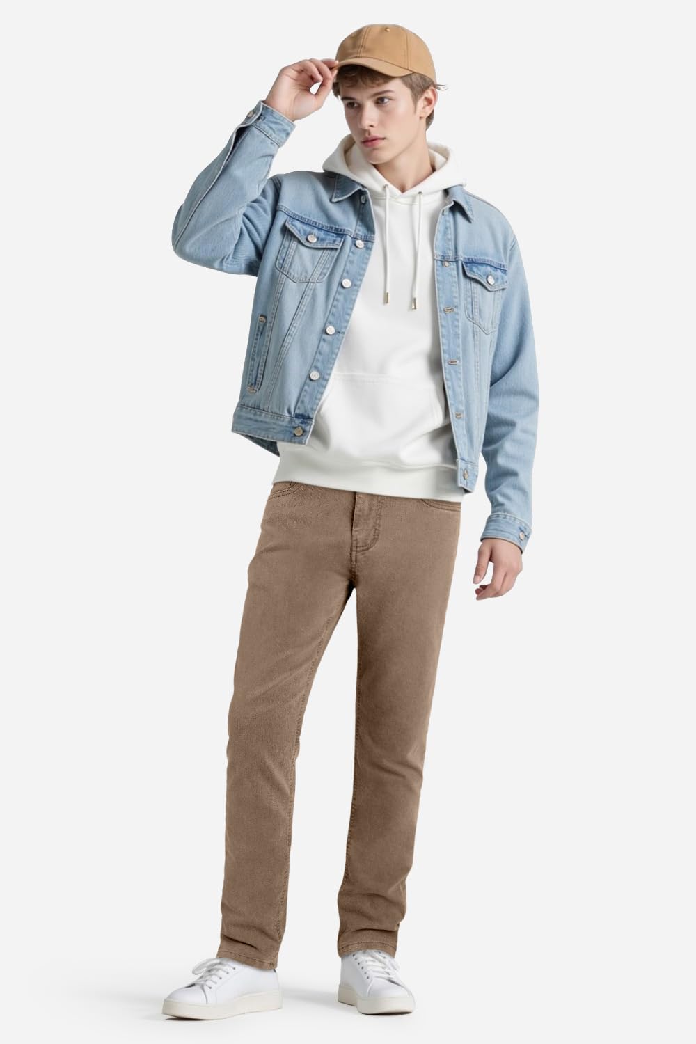 Heyfanee Mens Jeans Slim Fit Stretch Denim Pants for Men Slim Leg Brown 32x30