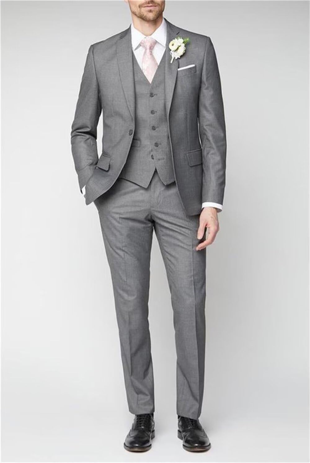 Wangyue Men 3 Piece Suit Sage Green Suits for Men Dinner Party Tuxedo Wedding Suit Groom Groosman, L