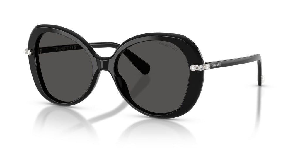 Swarovski Women's SK6059F Low Bridge Fit Butterfly Sunglasses, Black/Dark Grey, 55 mm