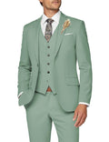 Wangyue Men 3 Piece Suit Sage Green Suits for Men Dinner Party Tuxedo Wedding Suit Groom Groosman, L