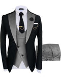 Wangyue Mens Suits Black Grey Tuxedo Mens 3 Piece Suit Slim Fit Tuxedo for Men Prom Wedding Suits Groomsman Dinner Party,L