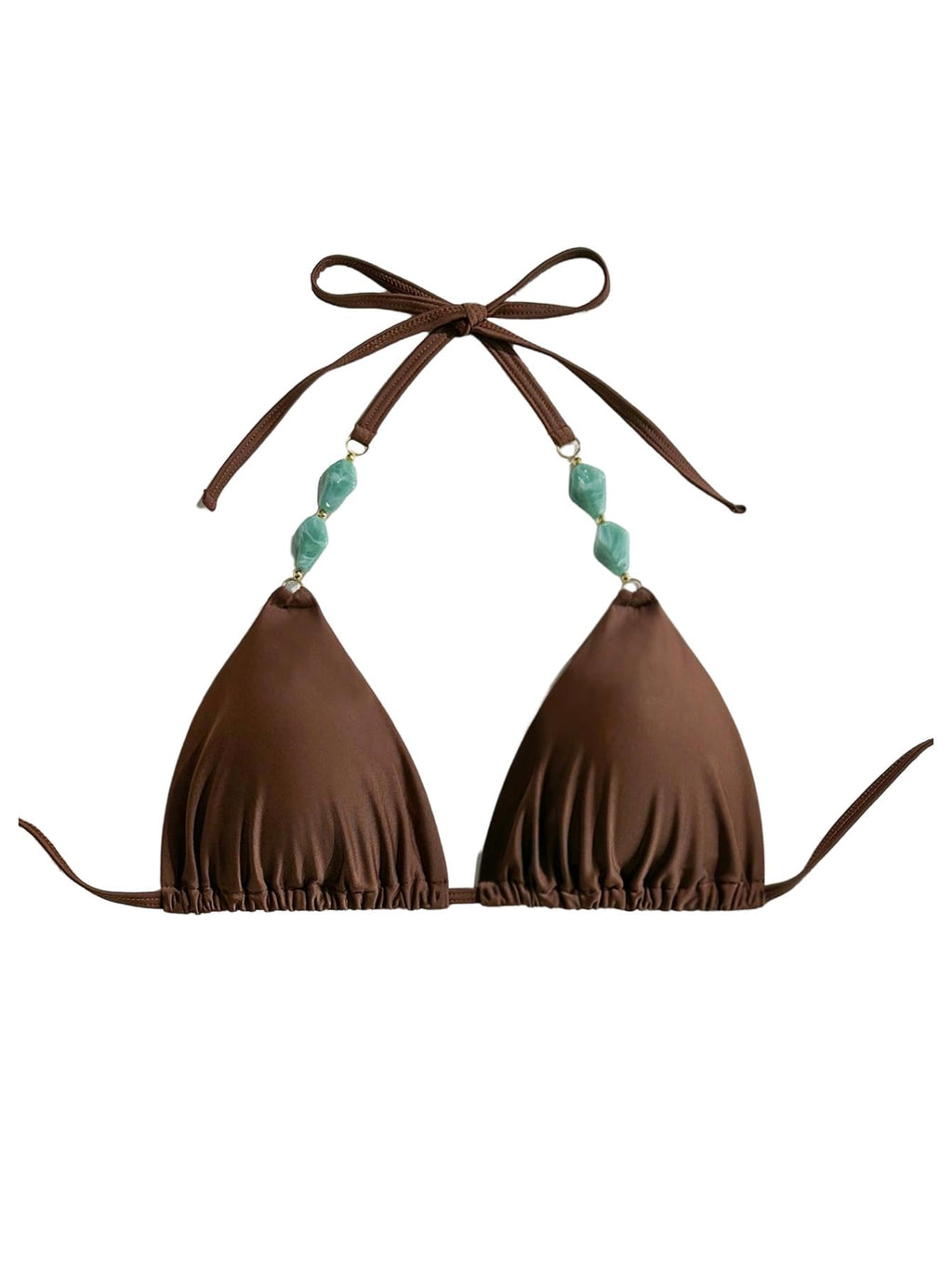 WDIRARA Women's Plus Size Triangle Bikini Tops Halter String Boho Swimsuit Tops Coffee Brown XX-Large Plus