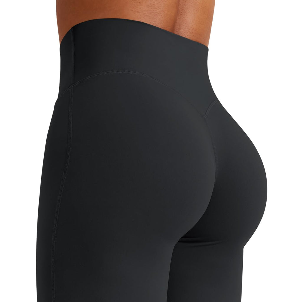 YEOREO Workout Leggings Womens No Front Seam Straight Leggings 31.5" High Waist Buttery Eddiy Gym Yoga Pants Black S