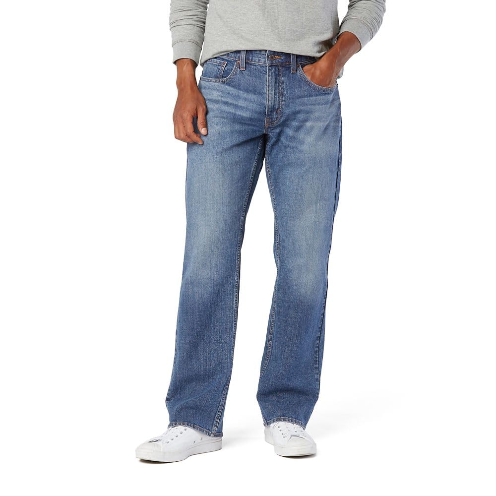 Levi Strauss Signature Gold Men's Relaxed Fit Flex Jeans, Hazy Horizon-Stretch Waistband, 38Wx36L