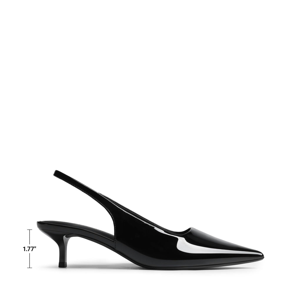 DREAM PAIRS Women's Kitten Heels Slingback Low Closed Toe Comfortable Pumps Pointed Toe Wedding Party Elegant Dress Shoes,Size 8,Black-Pat,SDPU25093W
