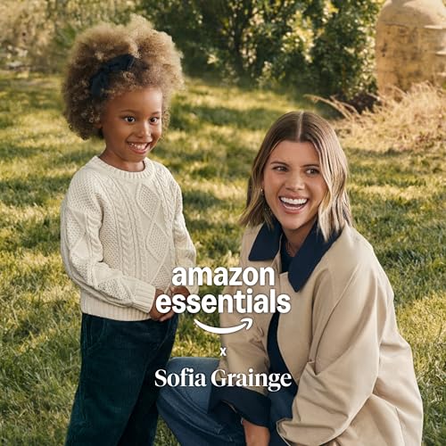 Amazon Essentials x Sofia Grainge Toddler Girls' Water-Resistant Hooded Puffer Jacket, Navy Hearts, 3T