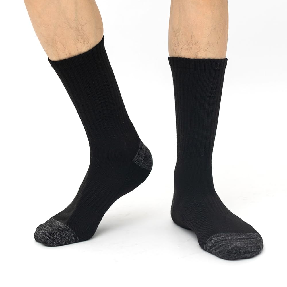 JOYNÉE 8 Pairs Mens Crew Cushion Socks Work Athletic Running Socks Casual Breathable Socks for Men,Black,Sock Size:10-13