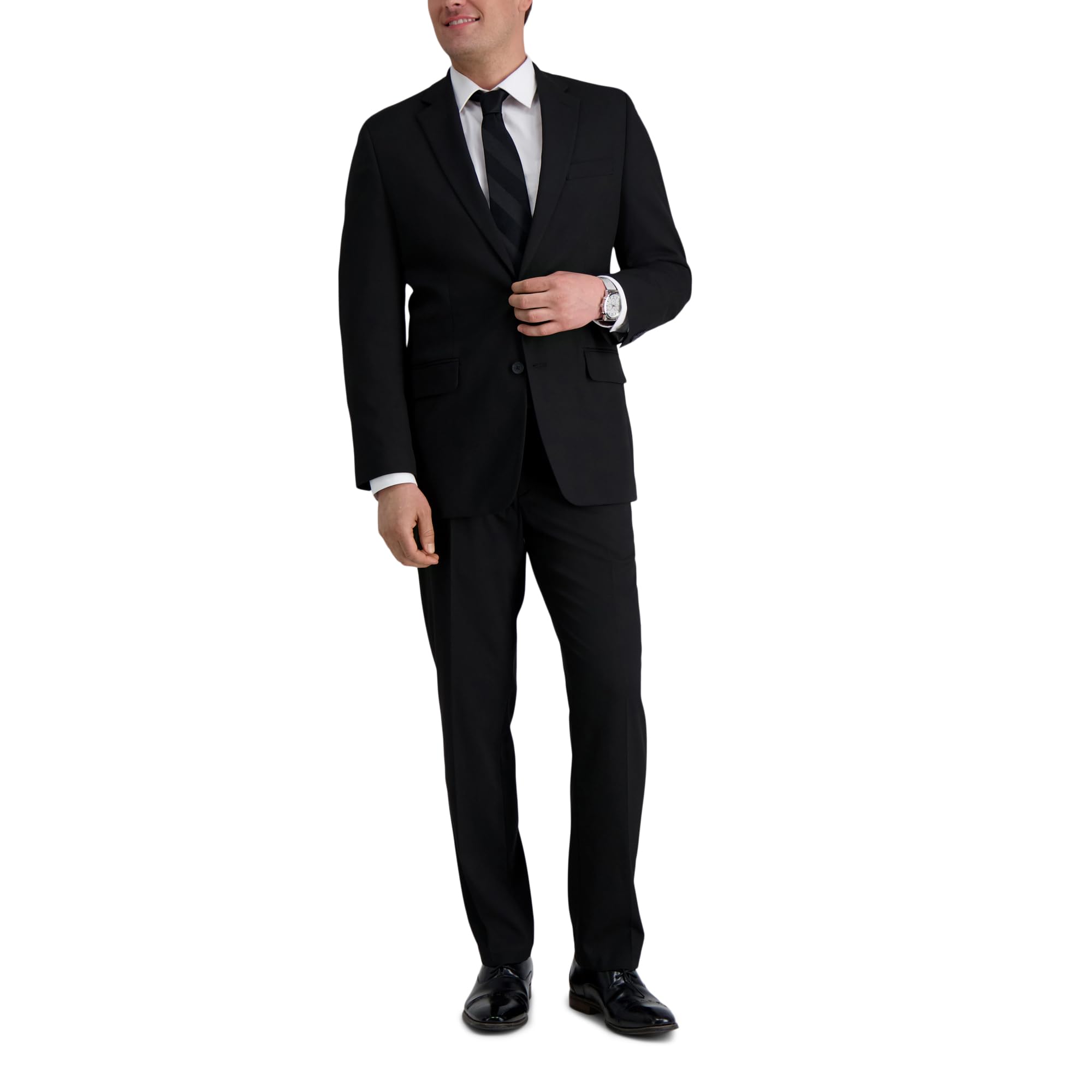 J.M. Haggar Men's Premium Stria Tailored Fit Suit Separate Coat, Black 48R