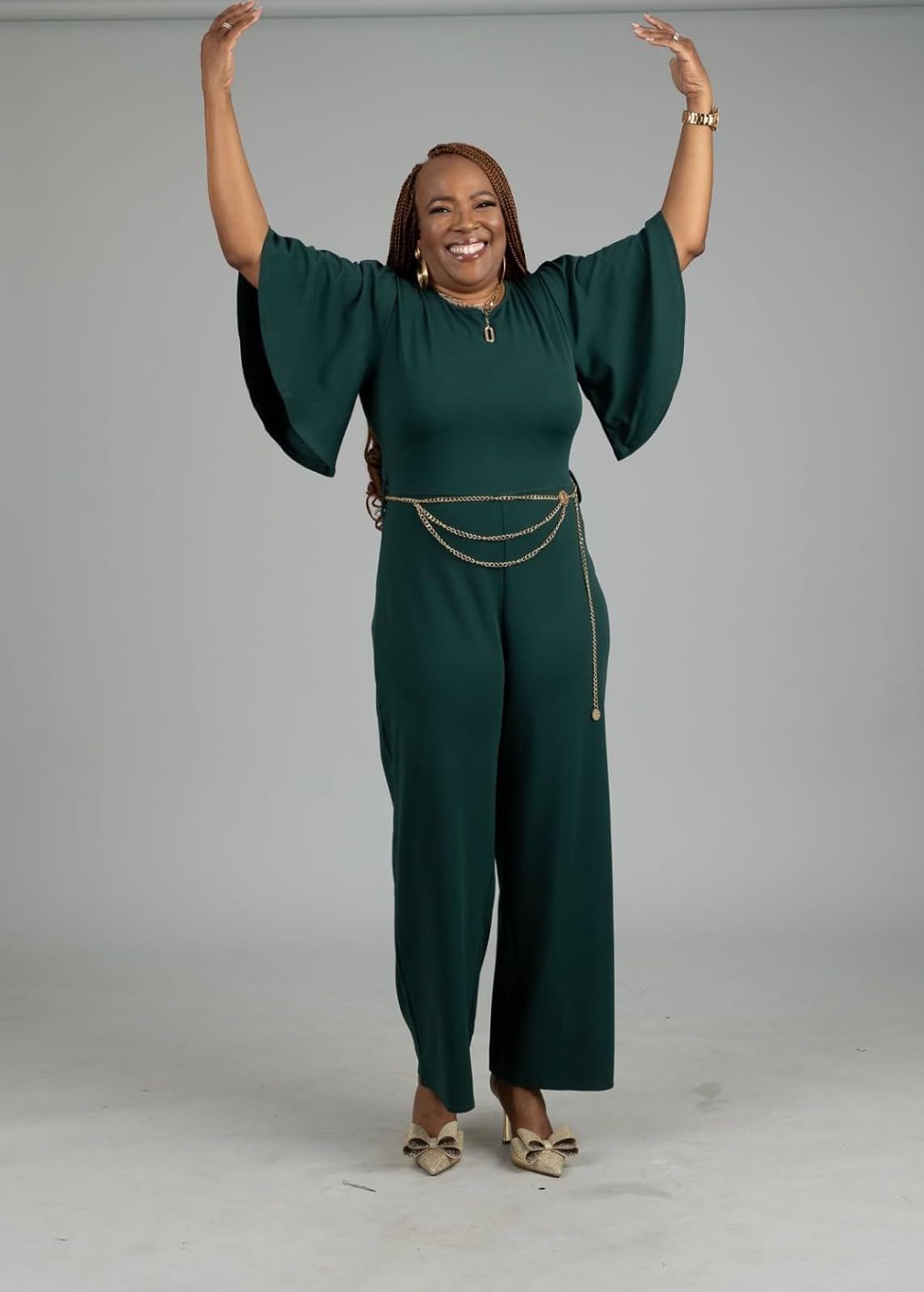 BessCops Womens Loose Short Sleeve Belted Wide Leg Pant Romper Jumpsuit Casual Business One Piece Outfits Green