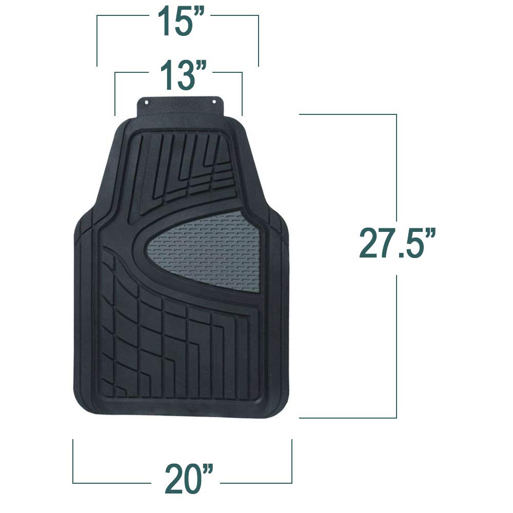 FH Group Premium Liners Tall Channel Trimmable All Weather Rubber Full Set Car Floor Mats (Beige) w. Trimmable All-Season Cargo Liner (Black) - Universal Fit for Cars Trucks and SUVs