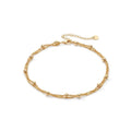 Midari 18K Yellow Gold Plating Bracelet for Women Double-Layer Twisted Cuban Link Layered Anklet Bracelet Adjustable Size 9.5"+2''