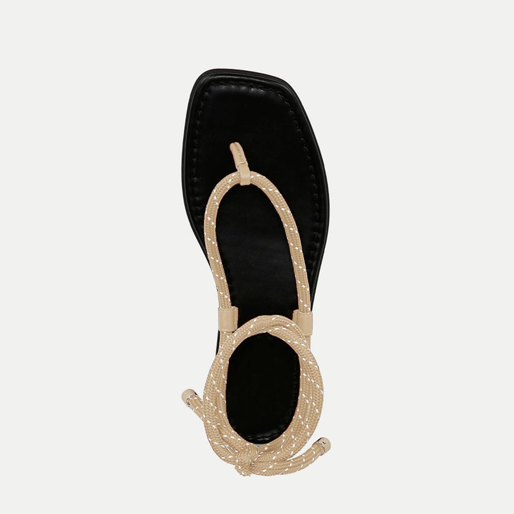 RJYLP Rope Flat Sandals for Women Strappy Open Toe Thong Sandals Summer Slingback Slip On Slide Sandals with Adjustable Strap