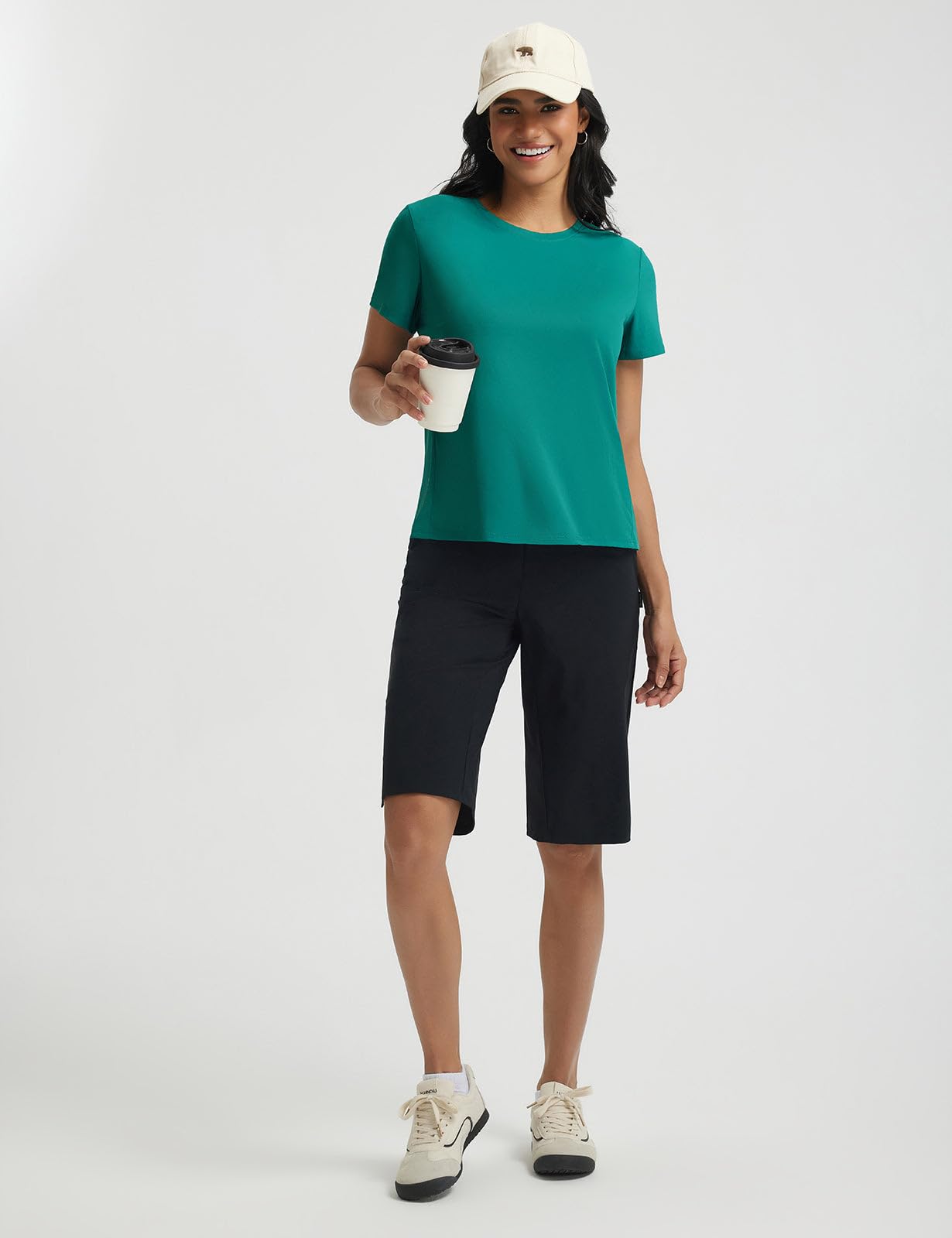 baleaf Women's Short Sleeve Workout Shirts Athletic Tops Sun Protection Breathable T-Shirts Quick Dry Gym Running Tennis Green M