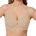 COCOMARTS Jelly Bras for Women No Underwire Seamless Push Up Bra Full Support Comfort Bralettes Wireless Plunge Everyday Bra Nude Large
