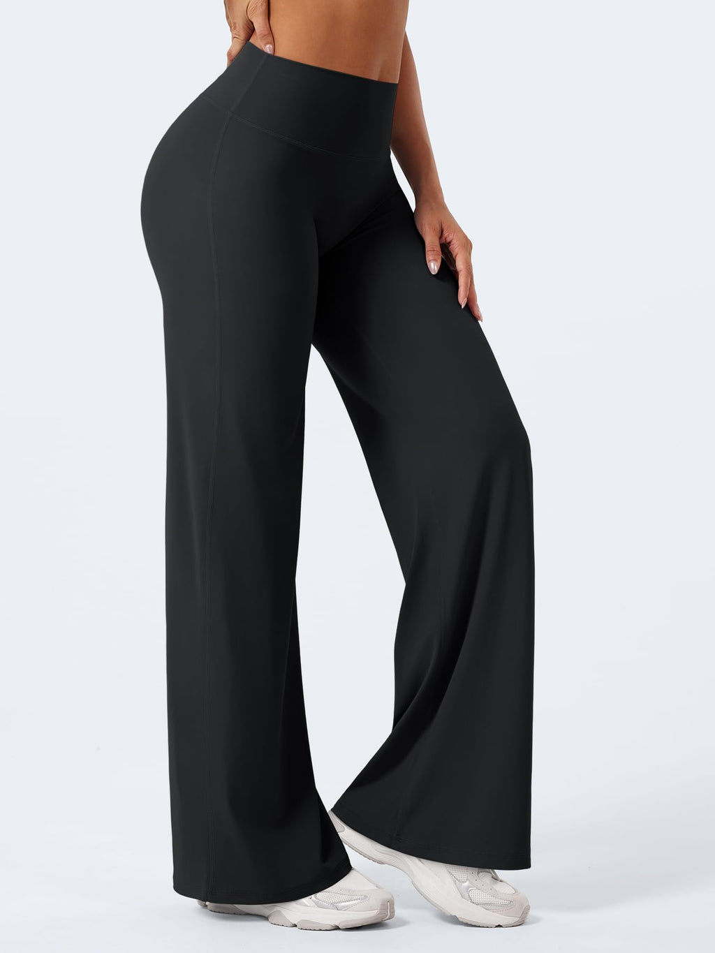 YEOREO Workout Leggings Womens No Front Seam Straight Leggings 31.5" High Waist Buttery Eddiy Gym Yoga Pants Black M