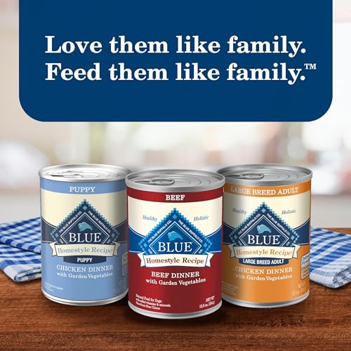 Blue Buffalo Homestyle Recipe Adult Wet Dog Food,Made with Natural Ingredients,Chicken and Beef Dinner Variety Pack,12.5-oz Cans,(Pack of 12)