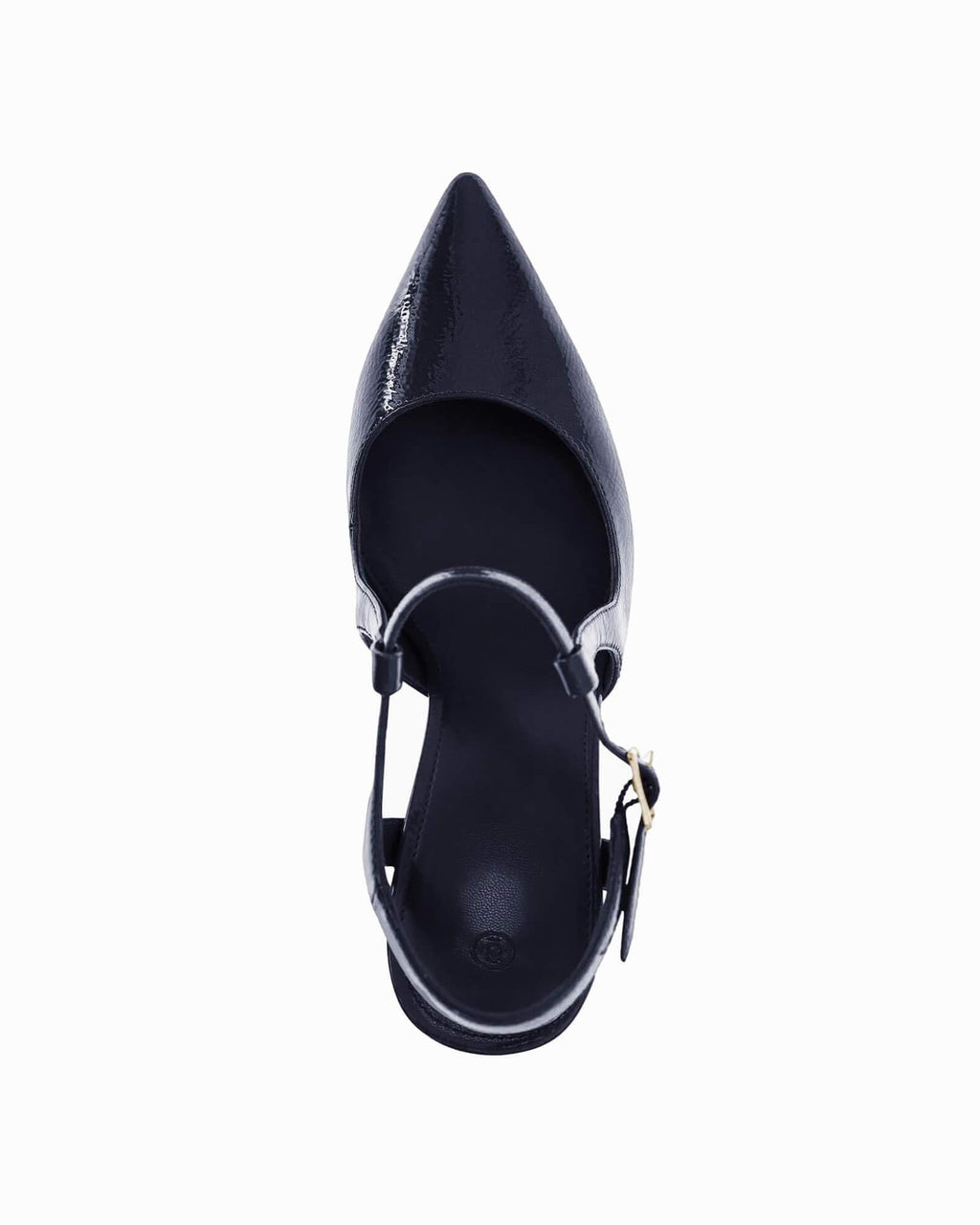Coutgo Womens High Heels Pointed Toe Ankle Strap Pumps Patent Leather Sexy Stiletto Office Wedding Dress Shoes, Navy, Size 8