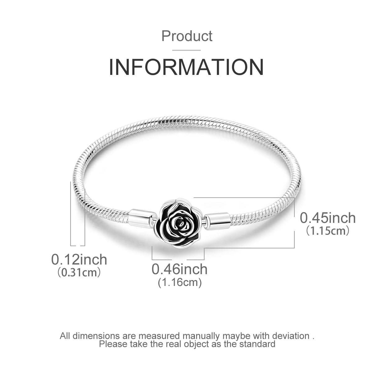 Heart Clasp Rose Snake Charm Bracelets for Women Sterling Silver, Travel Charm Moments European Bracelet Filigree Chain Dreamcatcher Bead Jewelry Compatible with Pandora Charms
