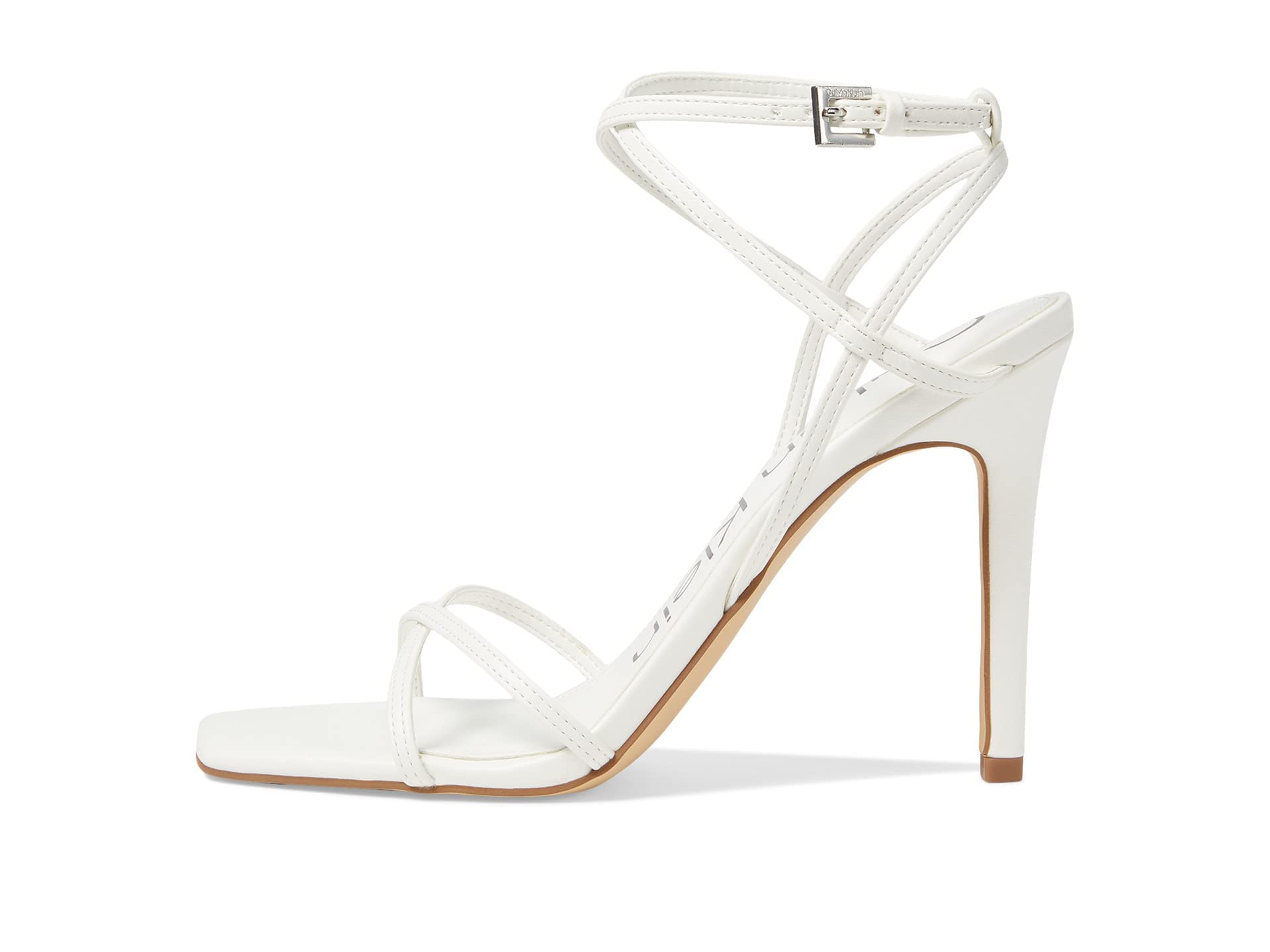 Calvin Klein Women's Tegin Heeled Sandal, White, 7.5