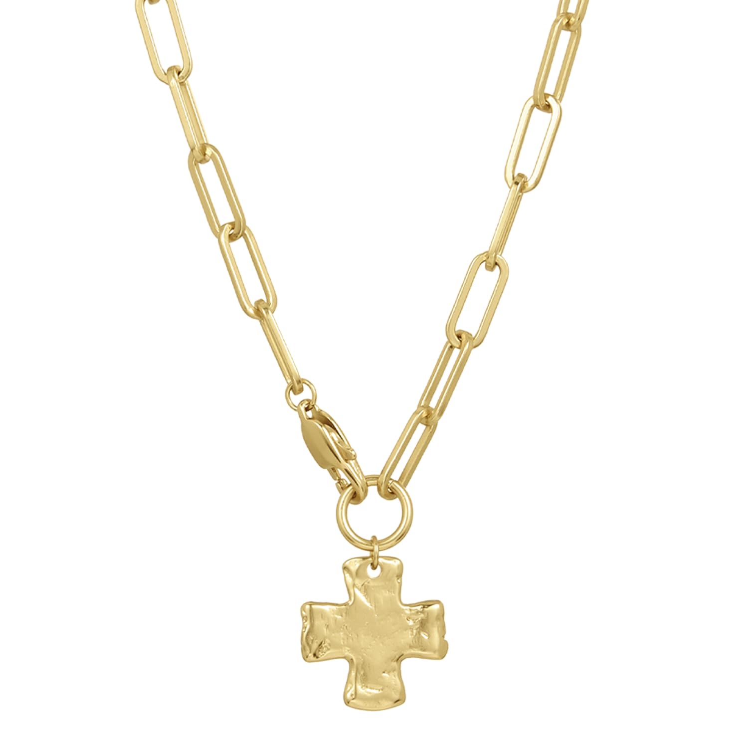 James Michelle Chunky Cross Chain Necklace for Women – Premium Waterproof, Tarnish-Free, Gold PVD Coated Jewelry – Hypoallergenic – Perfect for Beach, Weddings, Gifts – 18 Inch Length