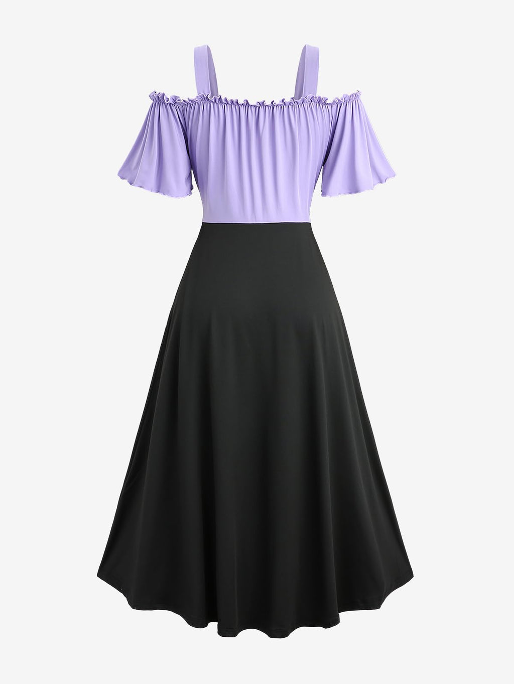 ROSE GAL Women Plus Size Medieval Renaissance Costume Victorian Dress Cold Shoulder Ruffles Underbust Corset Irish Dress Flutter Sleeves Goth Dress Cosplay(Purple_1/3X)