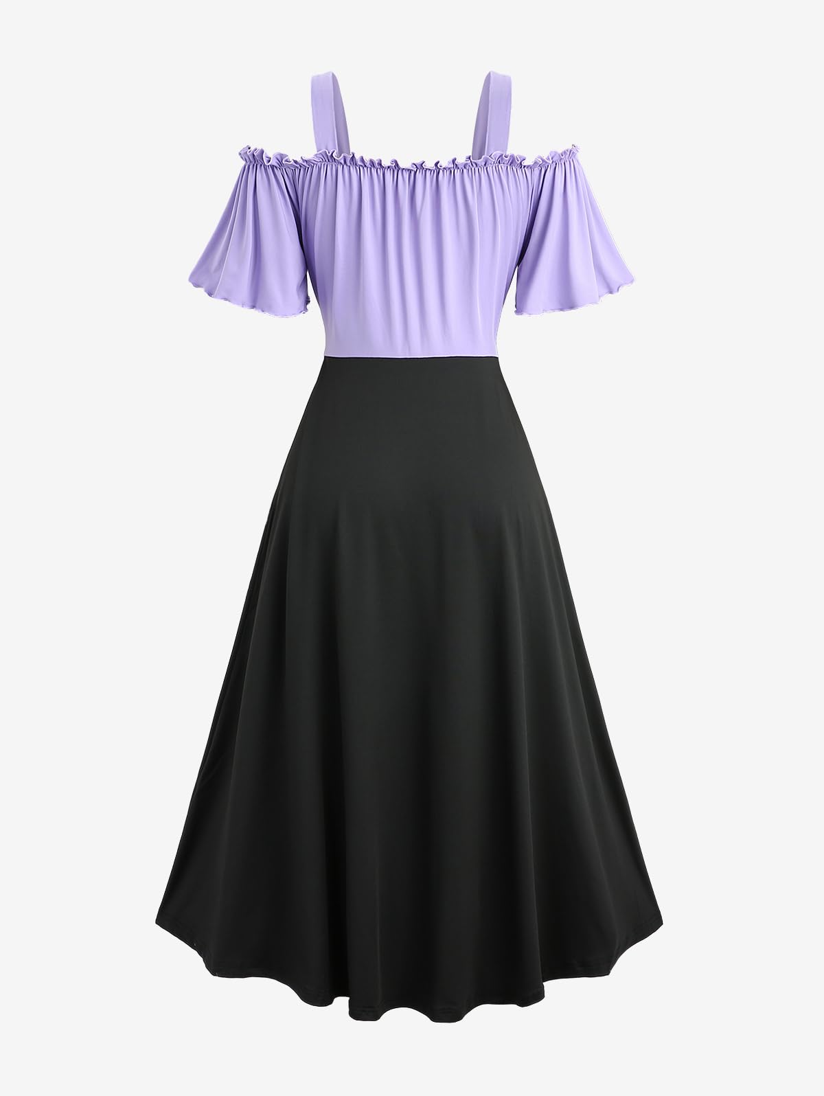 ROSE GAL Women Plus Size Medieval Renaissance Costume Victorian Dress Cold Shoulder Ruffles Underbust Corset Irish Dress Flutter Sleeves Goth Dress Cosplay(Purple_1/3X)