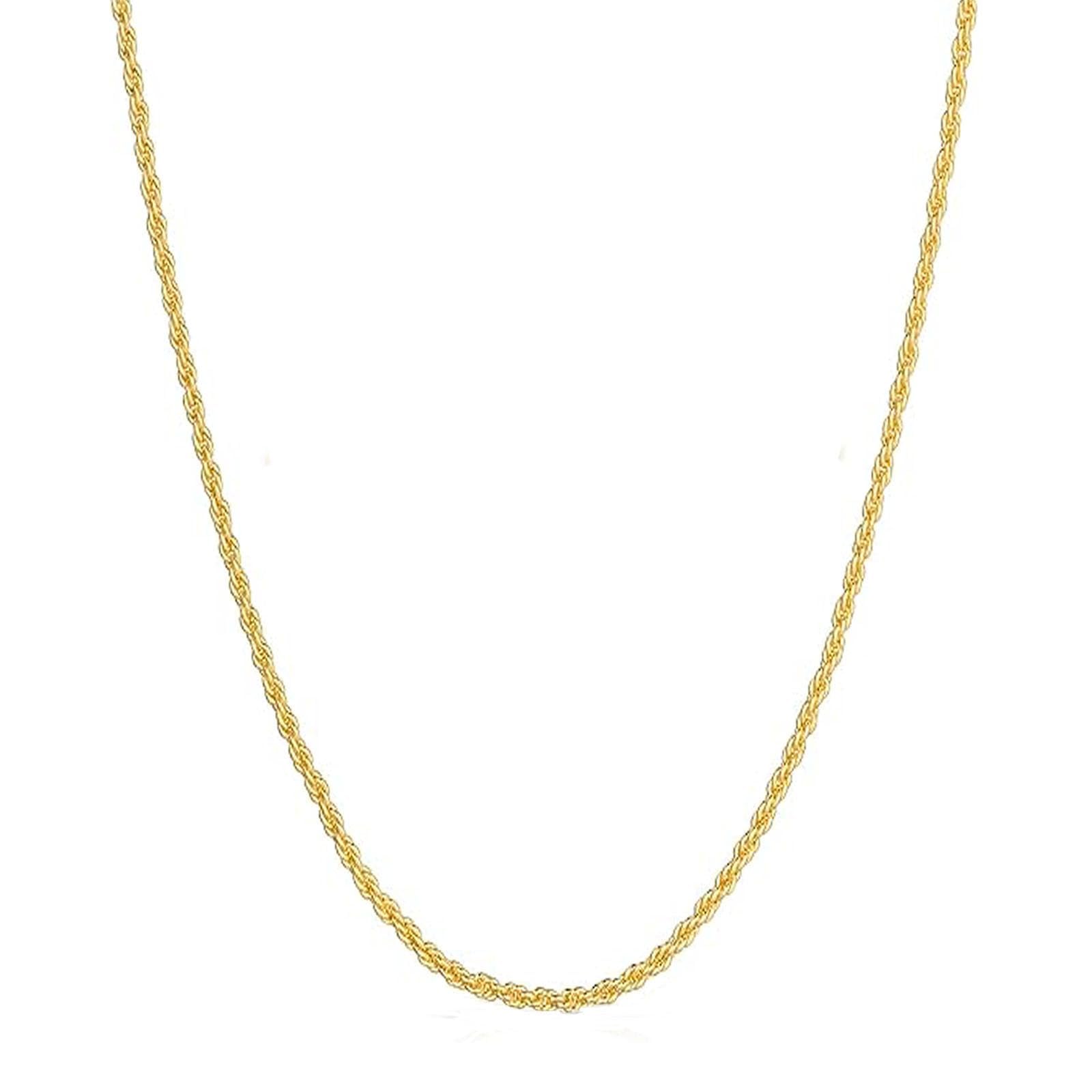 GOLDPAR 14k Yellow Gold Solid Rope Chain 1.5MM Necklace for Women and Men Jewelry with Lobster Clasp - 18"
