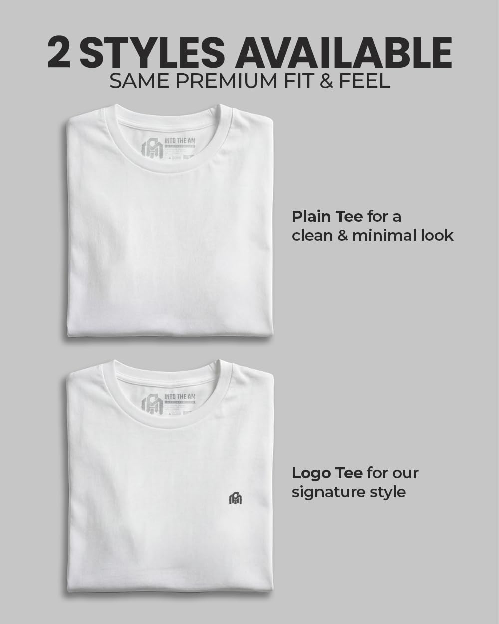 INTO THE AM Men's Logo Basic Tees - Fitted Essential Crewneck Blank T-Shirts Casual Gym Classic Short Sleeve True Fit Fashion Undershirts Tshirts for Guys (Black, Large)