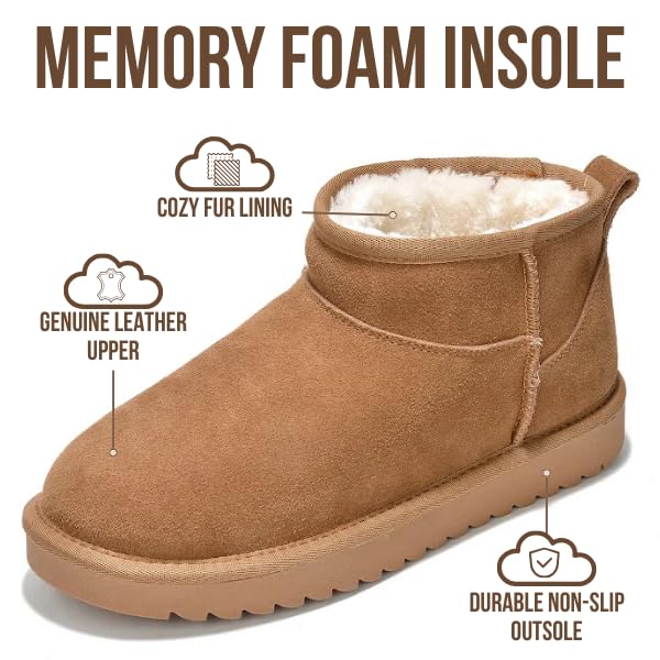 Project Cloud 100% Genuine Leather Ankle Boots for Women - Water Resistant with Memory Foam Insole Winter Boots for Women - Trending Shoes & Comfortable Women's Ankle Boots (Hippy, Chestnut, 8.5)