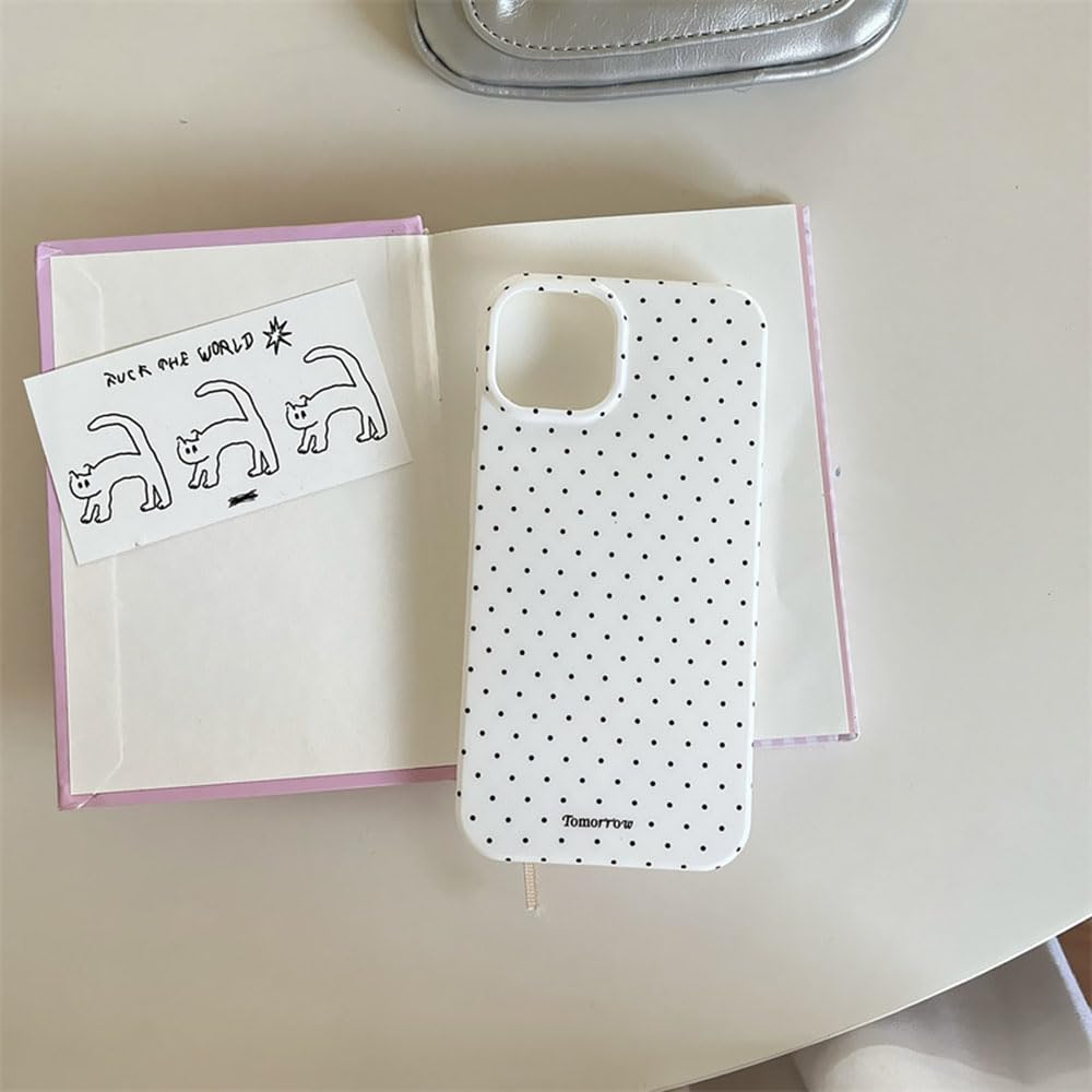 inewateri Compatible with iPhone 13/iPhone 14 Case with Cute Fashion Polka Dot Aesthetics Design Simple Case for Soft TPU Slim Protection Case for iPhone 13/14-White