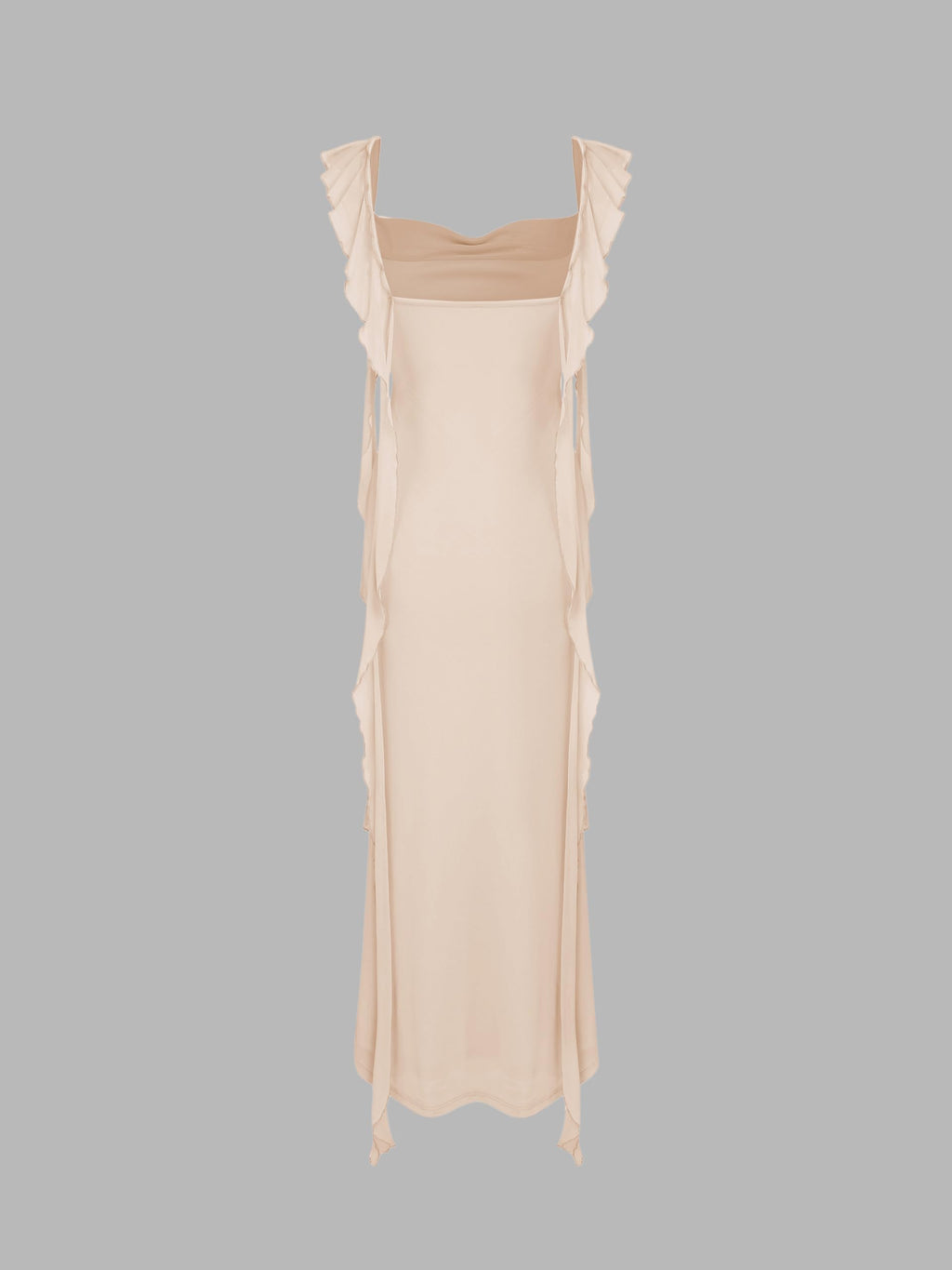 CIDER Formal Dresses for Women Wedding Guest Dresses Summer Maxi Dress Sleeveless Mesh Ruffle Cocktail Dress Elegant Outfits Beige